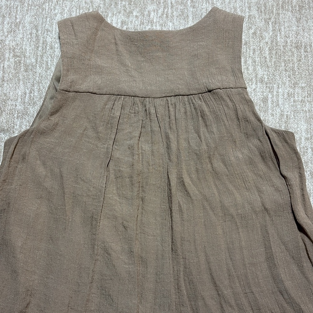 Sz 8 Luxology gauze dress tan women's embroidered Beach Cruise Vacation - Picture 5 of 5